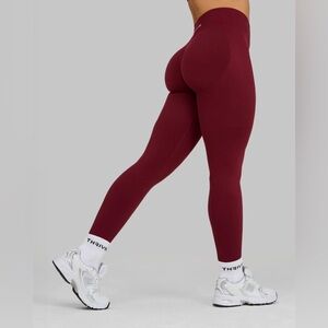 Thrivin Elevate™ Ribbed High-Waisted Contour Leggings - Size XS, Fine Wine
